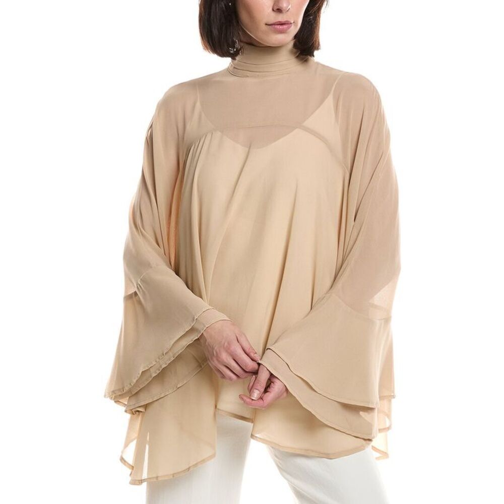 Hl Affair Womens Angel Wing Sleeve Top, Brown
